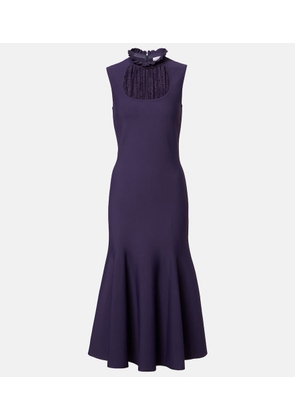 McQueen Lace-trimmed ruffled midi dress