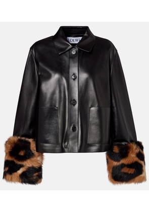 Loewe Shearling-trimmed leather jacket