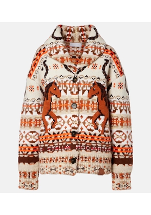 Stella McCartney Intarsia oversized virgin wool cardigan