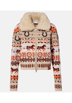Stella McCartney Intarsia virgin wool zip-up cardigan