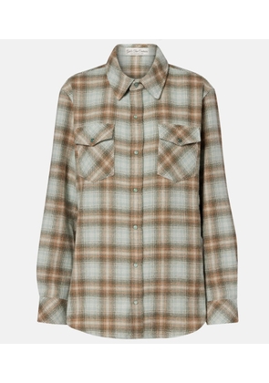 God's True Cashmere Joy Tartan cashmere shirt with emerald