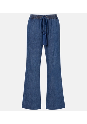 Valentino Cotton chambray wide-leg pants