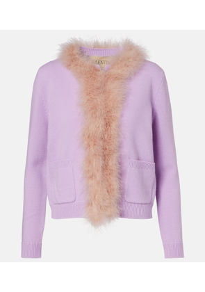 Valentino Feather-trimmed virgin wool cardigan
