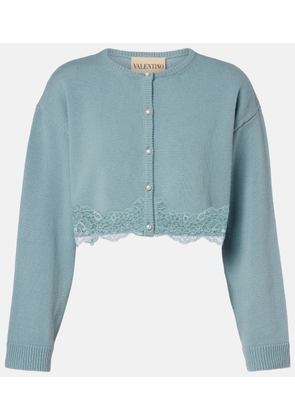 Valentino Lace-trimmed cropped virgin wool cardigan