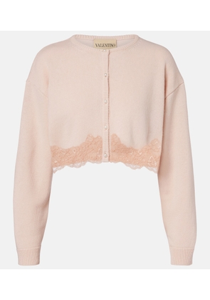 Valentino Lace-trimmed cropped virgin wool cardigan