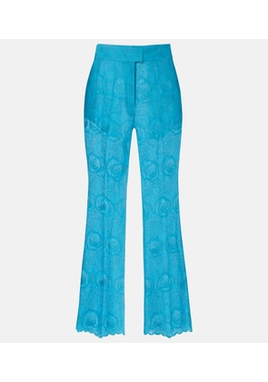 Valentino Broderie anglaise scalloped cotton straight pants