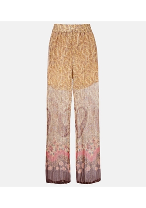 Valentino Printed silk-blend wide-leg pants