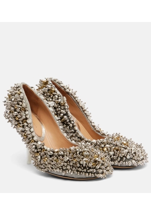 Dries Van Noten Embellished leather-trimmed pumps