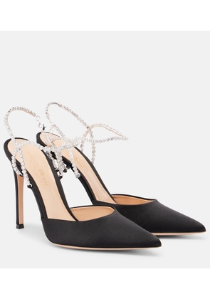 Gianvito Rossi Crystal-embellished satin pumps