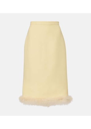 Valentino Crepe Couture feather-trimmed pencil skirt