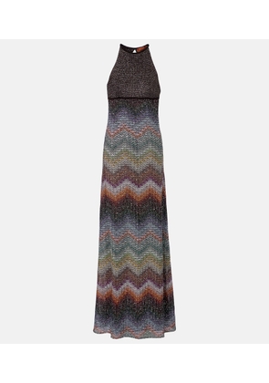 Missoni Zig Zag halterneck lame maxi dress
