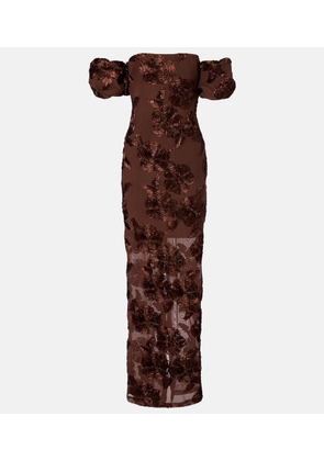 Rotate Tasha embroidered off-shoulder maxi dress