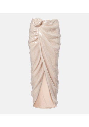 Rotate Rositana floral-applique sequined wrap skirt