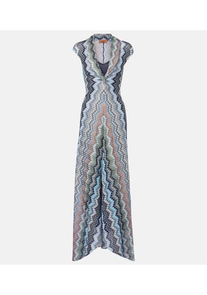 Missoni Gathered asymmetric lame maxi dress