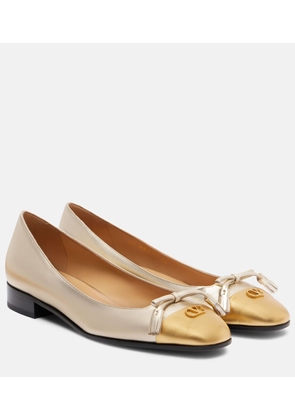 Valentino Garavani Valet Du Roi metallic leather ballet flats