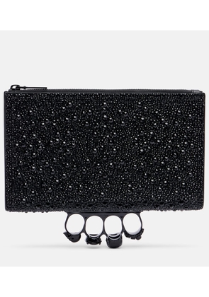McQueen Skull Knuckle studded leather pouch