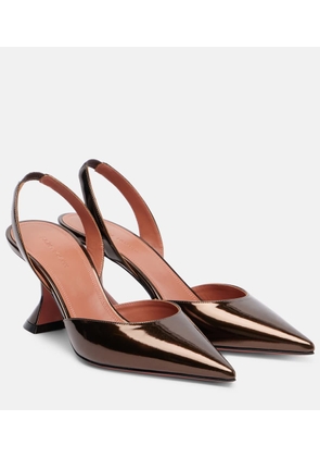 Amina Muaddi Holli 70 mirrored leather slingback pumps