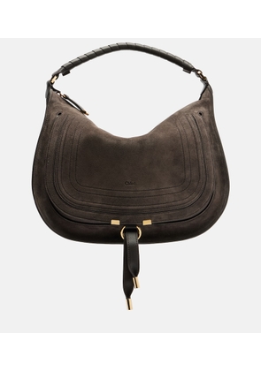 Chloe Marcie leather-trimmed suede shoulder bag