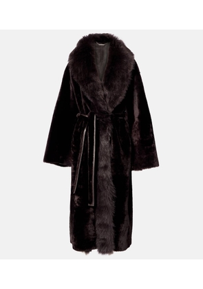 Nour Hammour Isadora reversible shearling wrap coat