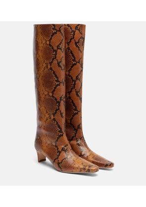 Staud Wally snake-effect leather knee-high boots