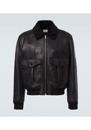 Saint Laurent Shearling-trimmed leather bomber jacket