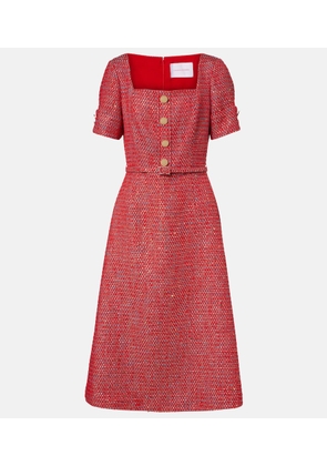 Carolina Herrera Cotton-blend lame tweed midi dress