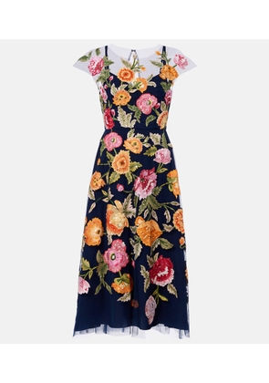 Carolina Herrera Floral sequined tulle midi dress