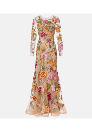 Carolina Herrera Embroidered floral tulle gown