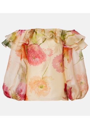 Carolina Herrera Floral off-shoulder silk organza top