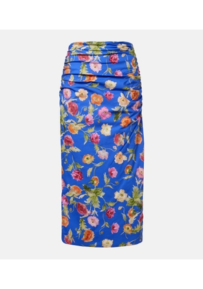 Carolina Herrera Floral ruched cotton-blend midi skirt
