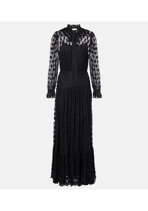 Ulla Johnson Soraya polka-dot tie-neck mesh maxi dress