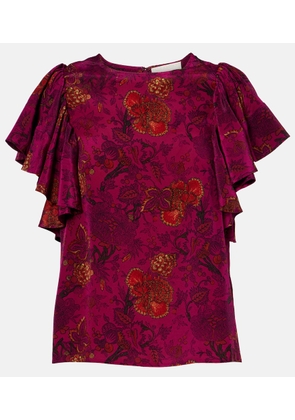 Ulla Johnson Lena floral silk crepe de chine top