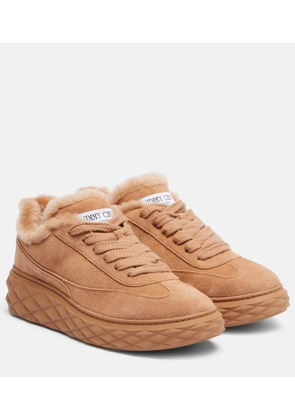 Jimmy Choo Diamond Maxi shearling-trimmed suede sneakers