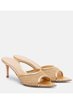 Gianvito Rossi Sienna 70 metallic leather-trimmed mules