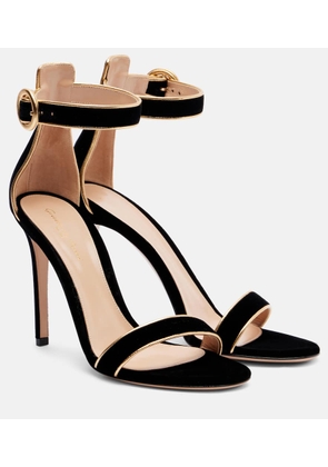 Gianvito Rossi 105 leather-trimmed velvet sandals