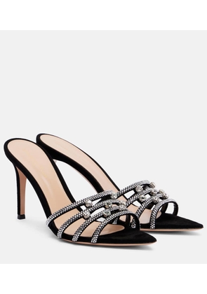 Gianvito Rossi 85 crystal-embellished suede mules
