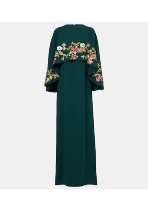 Costarellos Caped embellished crepe gown