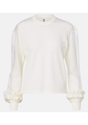 Noir Kei Ninomiya Tulle-trimmed wool sweater