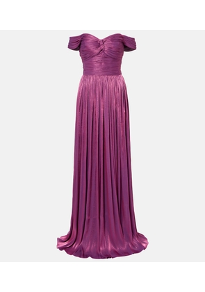 Costarellos Ruched off-shoulder gown