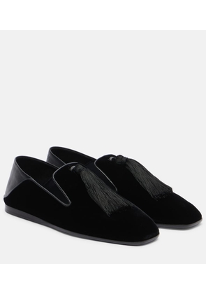 Jimmy Choo Eliot Slipper leather-trimmed velvet slip-on shoes