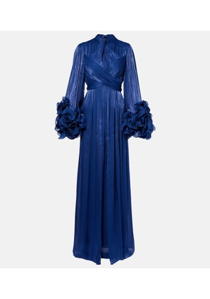 Costarellos Draped ruffled gown