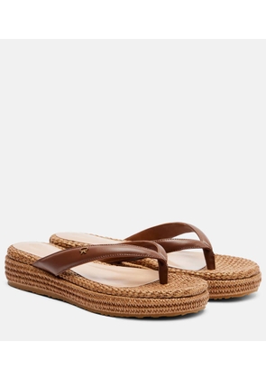 Gianvito Rossi Tahiti jute-trimmed leather platform thong sandals