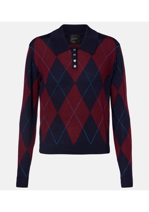 Leset James argyle wool polo sweater