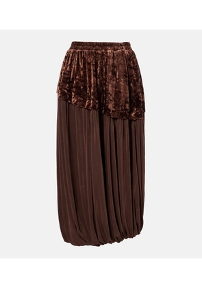 Xu Zhi Jersey and velvet midi skirt