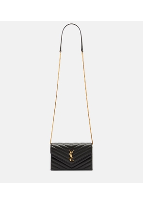 Saint Laurent Cassandre matelasse envelope leather wallet on chain