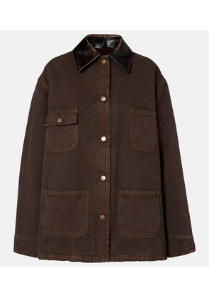 Prada Leather-trimmed cotton canvas field jacket