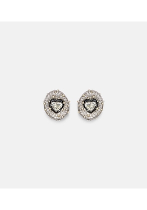 Kamyen 18kt white gold earrings with diamonds and enamel