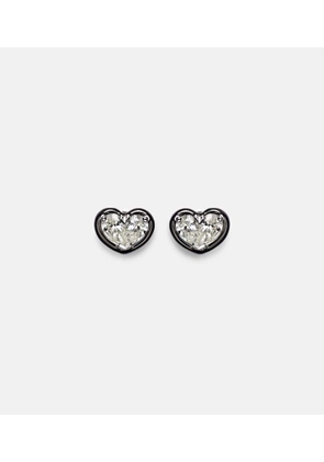 Kamyen Heartbeats 18kt white gold and enamel earrings with diamonds