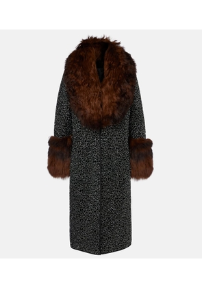 Jacques Wei Embellished shearling-trimmed coat