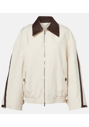 Jacques Wei Leather-trimmed cotton jacket